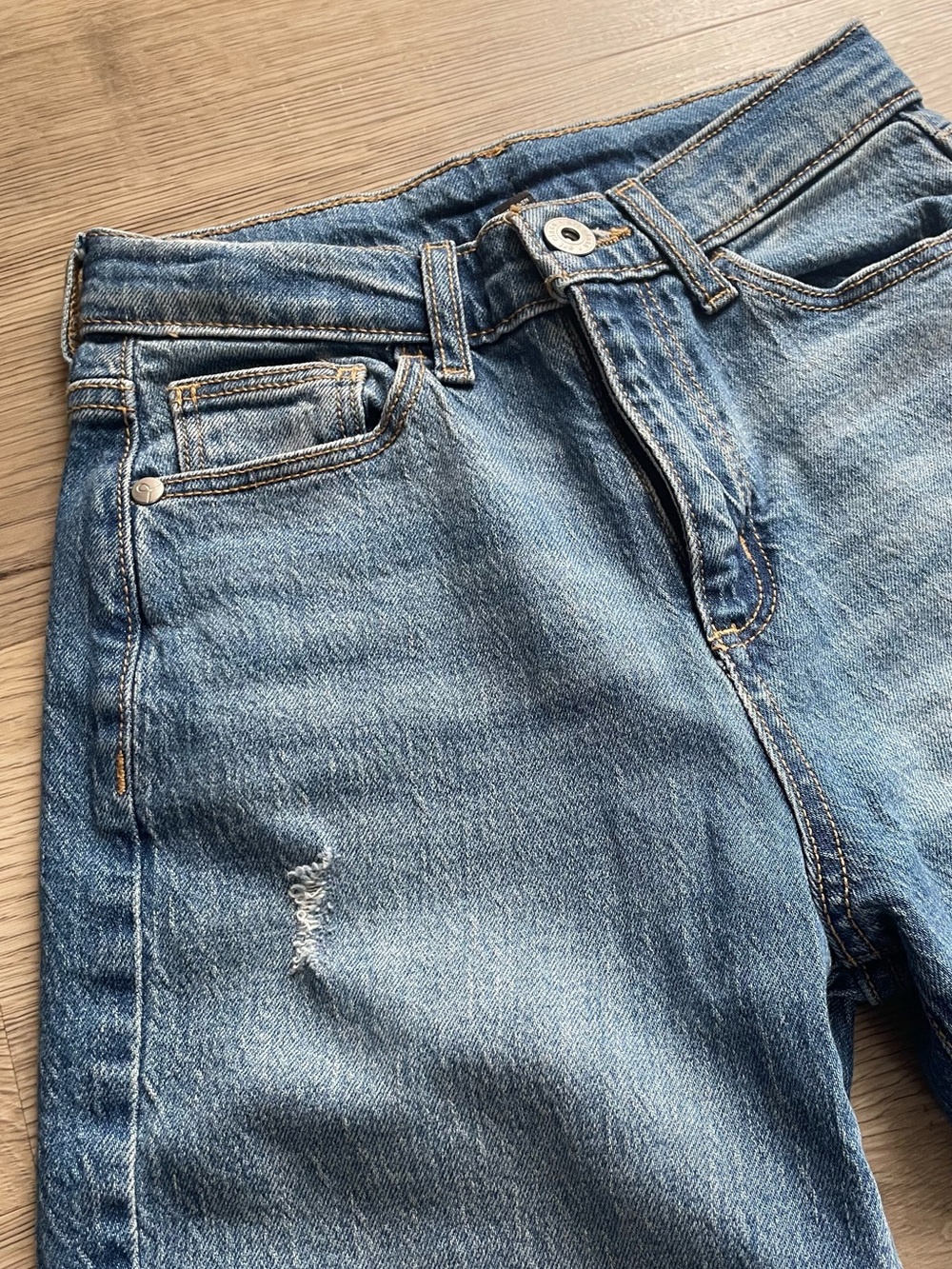 art class | Distressed Straight Jeans for Girls | Adjustable Waist | M (8-10)